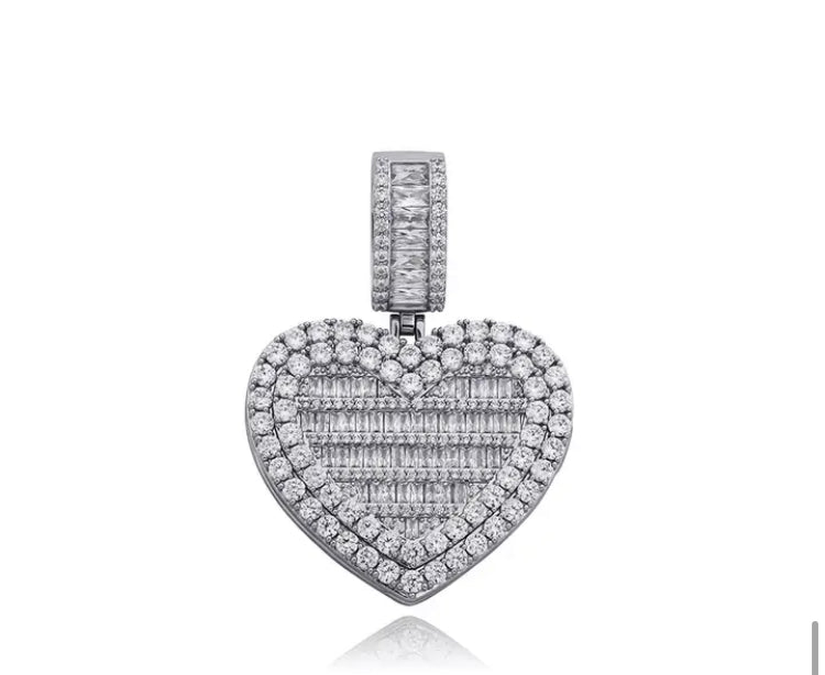Sparkling Custom Cubic Zirconia Heart Photo Pendant - Order Yours Now!