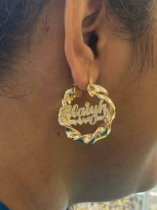 Fashionable Twisty Name Earrings in 14K Gold Plating - Customizable Jewelry for Women