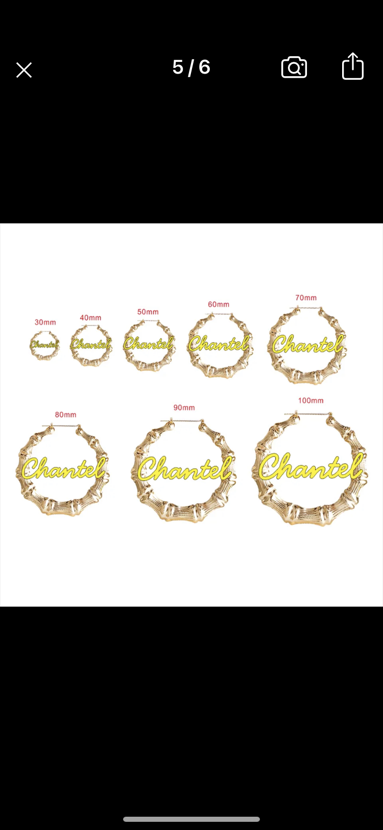 40mm-100mm Custom Bamboo Hoop Earrings with Font of your Choice