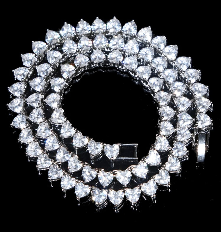 Sparkling Heart Shape Cubic Zirconia Tennis Necklace